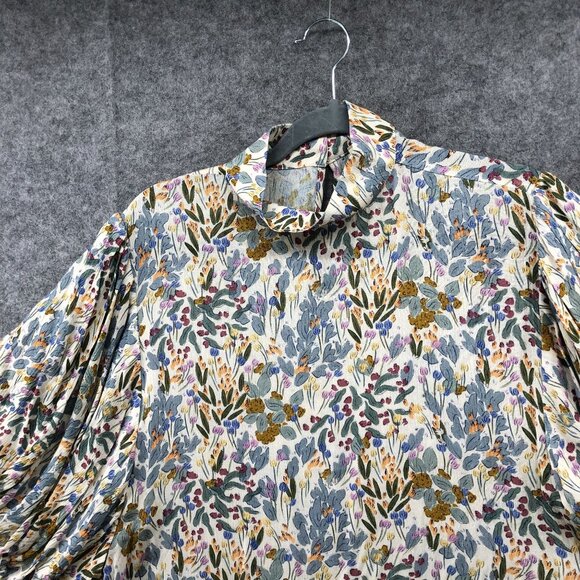 Marie Sixtine Blouse Womens M Bubble Sleeve Floral High Neck Cottagecore Prairie - Picture 3 of 12